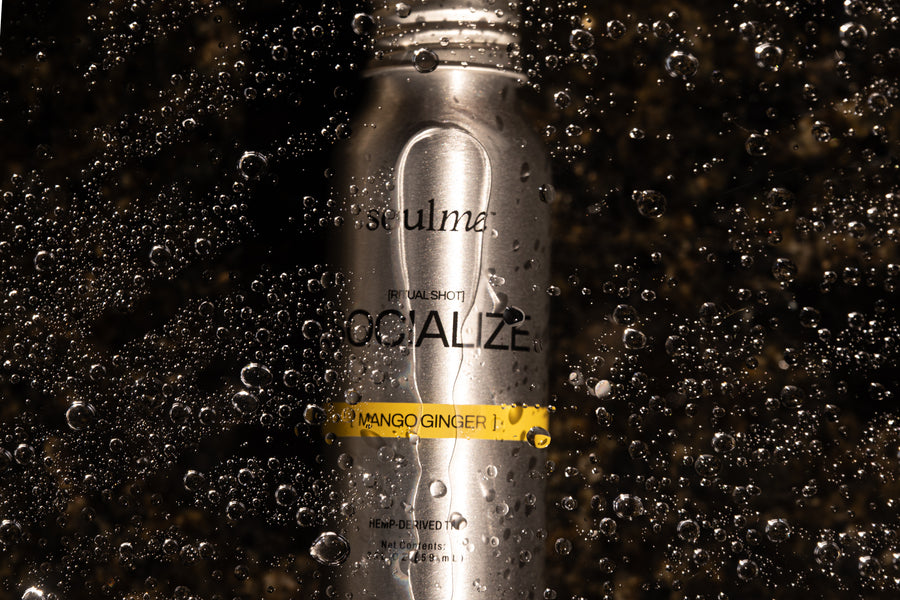 SoulMe Socialize Ritual Shot covered in condensation on a dark background